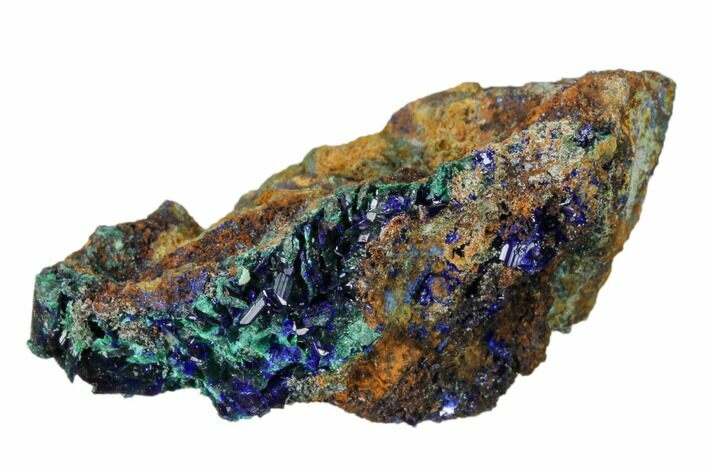 Sparkling Azurite Crystal Cluster with Malachite - Mexico #161296